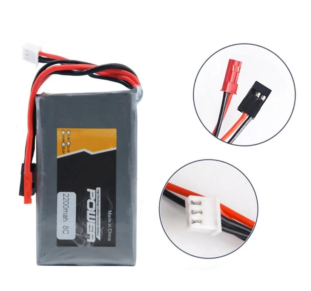 Bateria Lipo 2S 7.4v 2200mah 8C Rádio Futaba Flysky