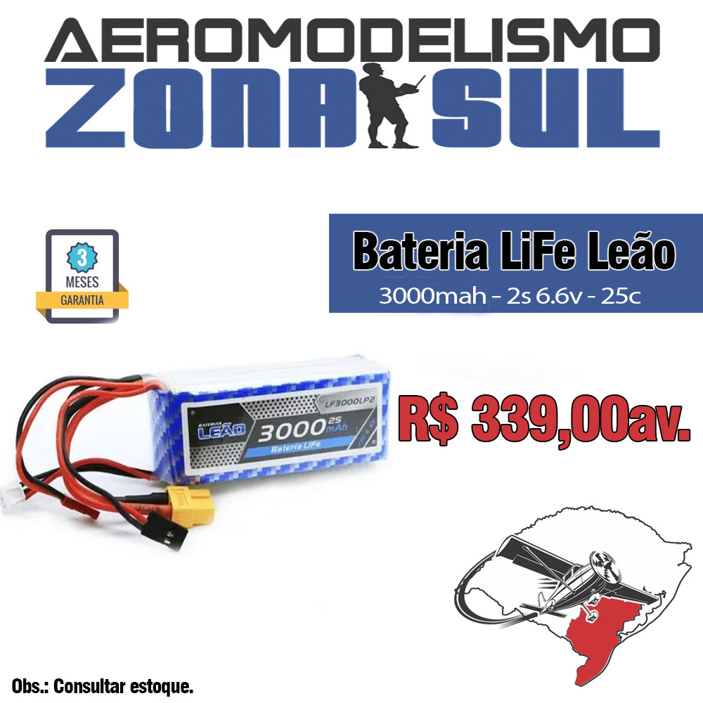 Bateria LiFe 2S 6.6v 3000mah